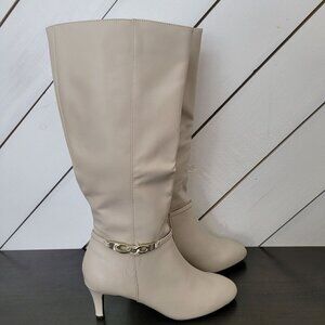 Elegant Beige Knee High Boots